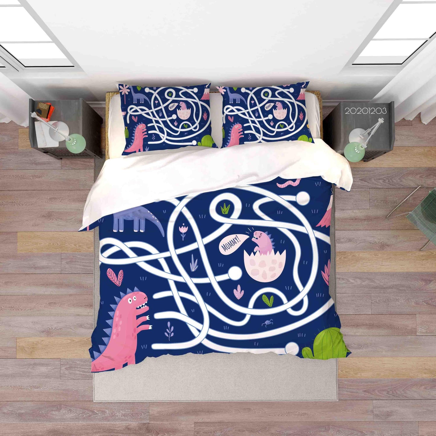 3D Abstract Cartoon Colorful Dinosaur Animal Plant Quilt Cover Set Bedding Set Duvet Cover Pillowcases LXL