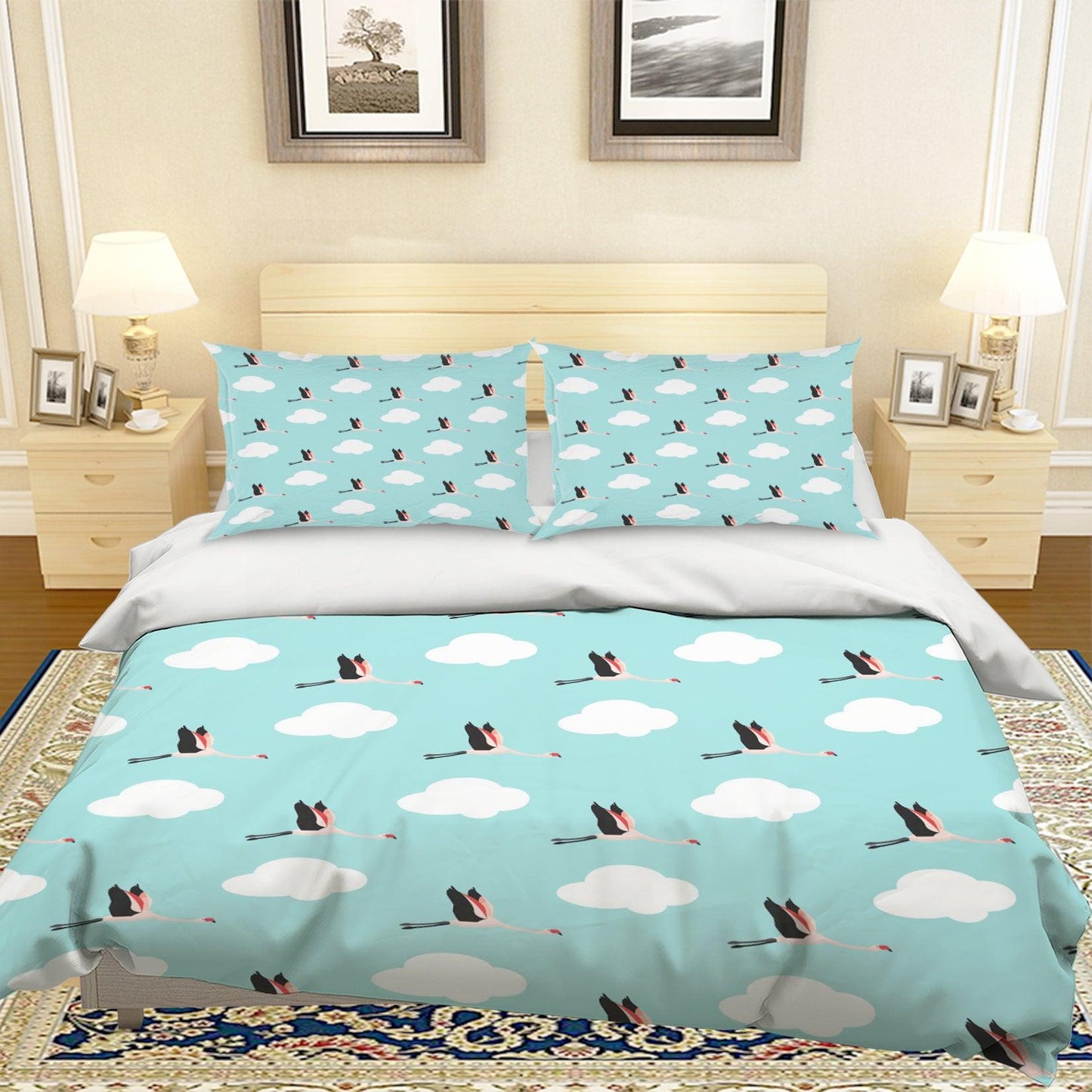 3D Blue Clouds Crane Quilt Cover Set Bedding Set Pillowcases 39