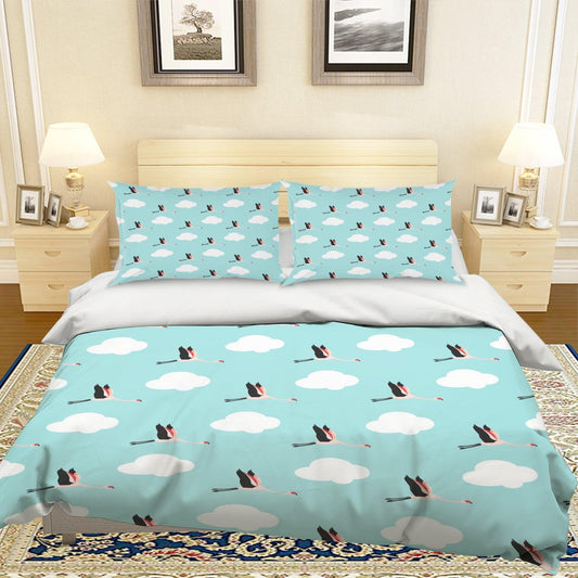 3D Blue Clouds Crane Quilt Cover Set Bedding Set Pillowcases 39