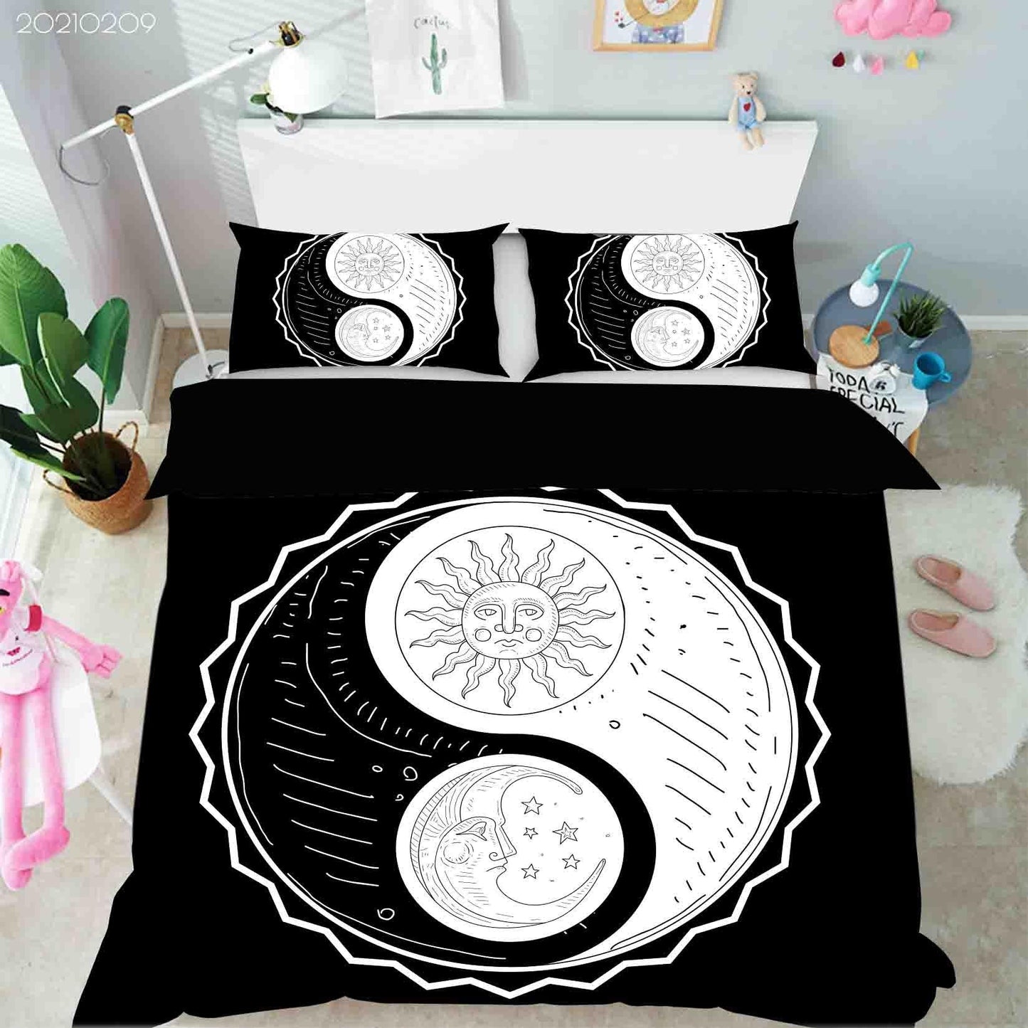 3D Black Tai Chi Moon Sun Quilt Cover Set Bedding Set Duvet Cover Pillowcases 18