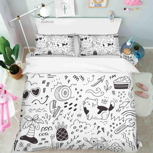 3D Abstract Art Graffiti Quilt Cover Set Bedding Set Duvet Cover Pillowcases 2