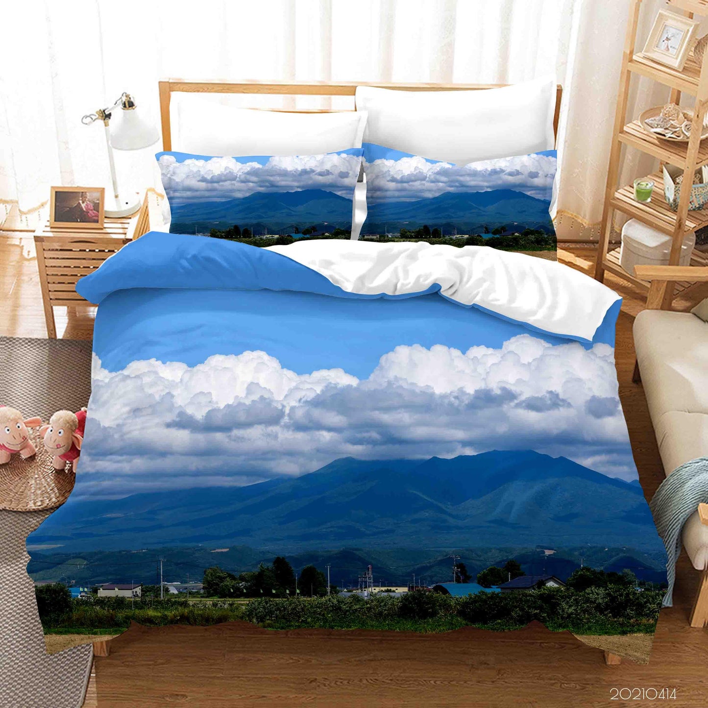 3D Blue Sky Cloud Mountain Quilt Cover Set Bedding Set Duvet Cover Pillowcases 46