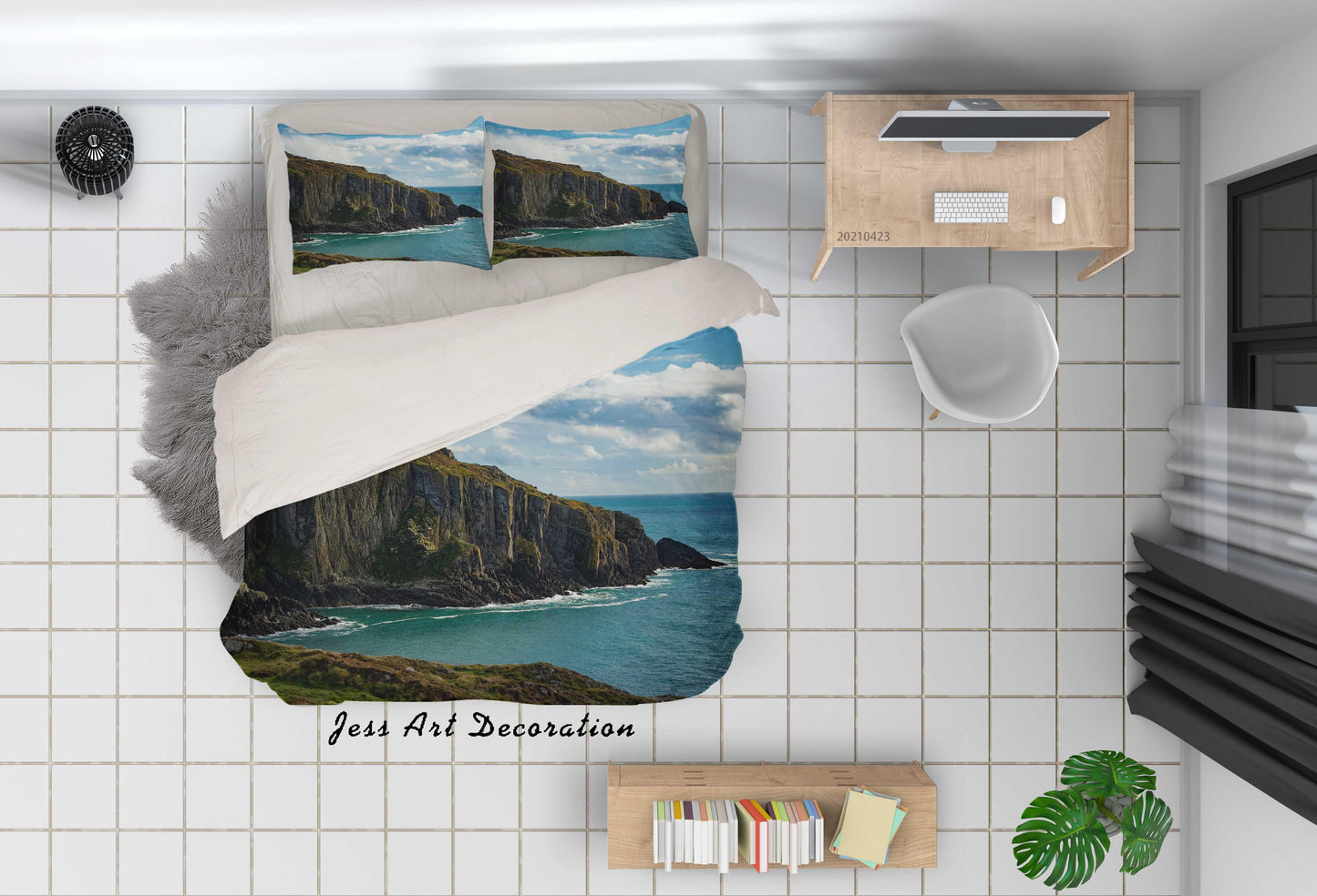 3D Blue Sky Sea Mountains Quilt Cover Set Bedding Set Duvet Cover Pillowcases 128