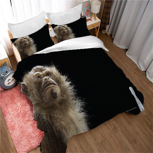3D Animal Monkey Black Quilt Cover Set Bedding Set Duvet Cover Pillowcases 1176