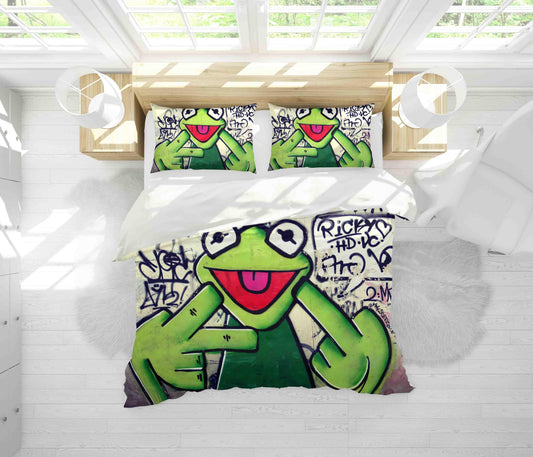 3D Abstract Letters Graffiti Frog Quilt Cover Set Bedding Set Pillowcases JN 078