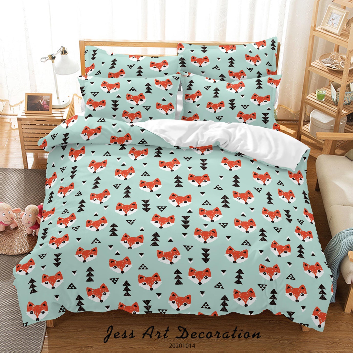 3D Cartoon Foxs Tree Pattern Quilt Cover Set Bedding Set Duvet Cover Pillowcases WJ 9694