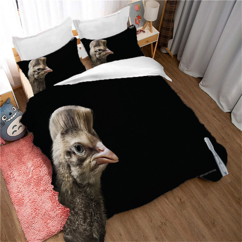 3D Animal Ostrich Black Quilt Cover Set Bedding Set Duvet Cover Pillowcases 1177