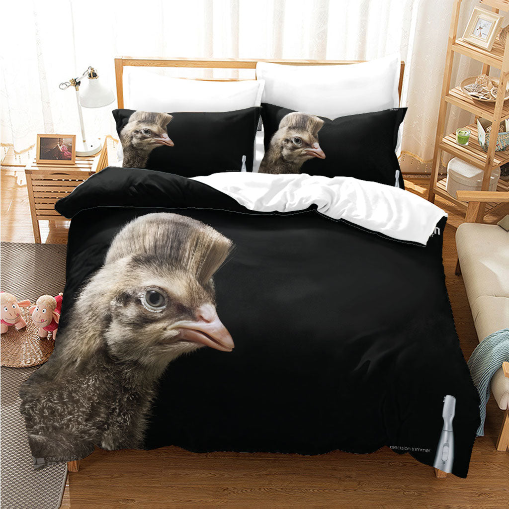 3D Animal Ostrich Black Quilt Cover Set Bedding Set Duvet Cover Pillowcases 1177