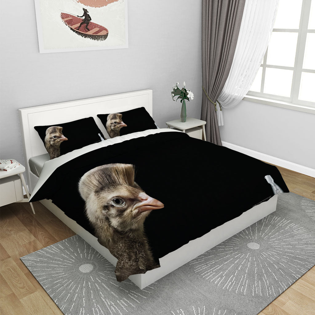 3D Animal Ostrich Black Quilt Cover Set Bedding Set Duvet Cover Pillowcases 1177