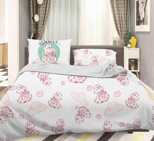 3D Cartoon Pig Pink Snake Quilt Cover Set Bedding Set Pillowcases 104