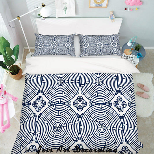 3D Black White Plates Pattern Quilt Cover Set Bedding Set Pillowcases 340