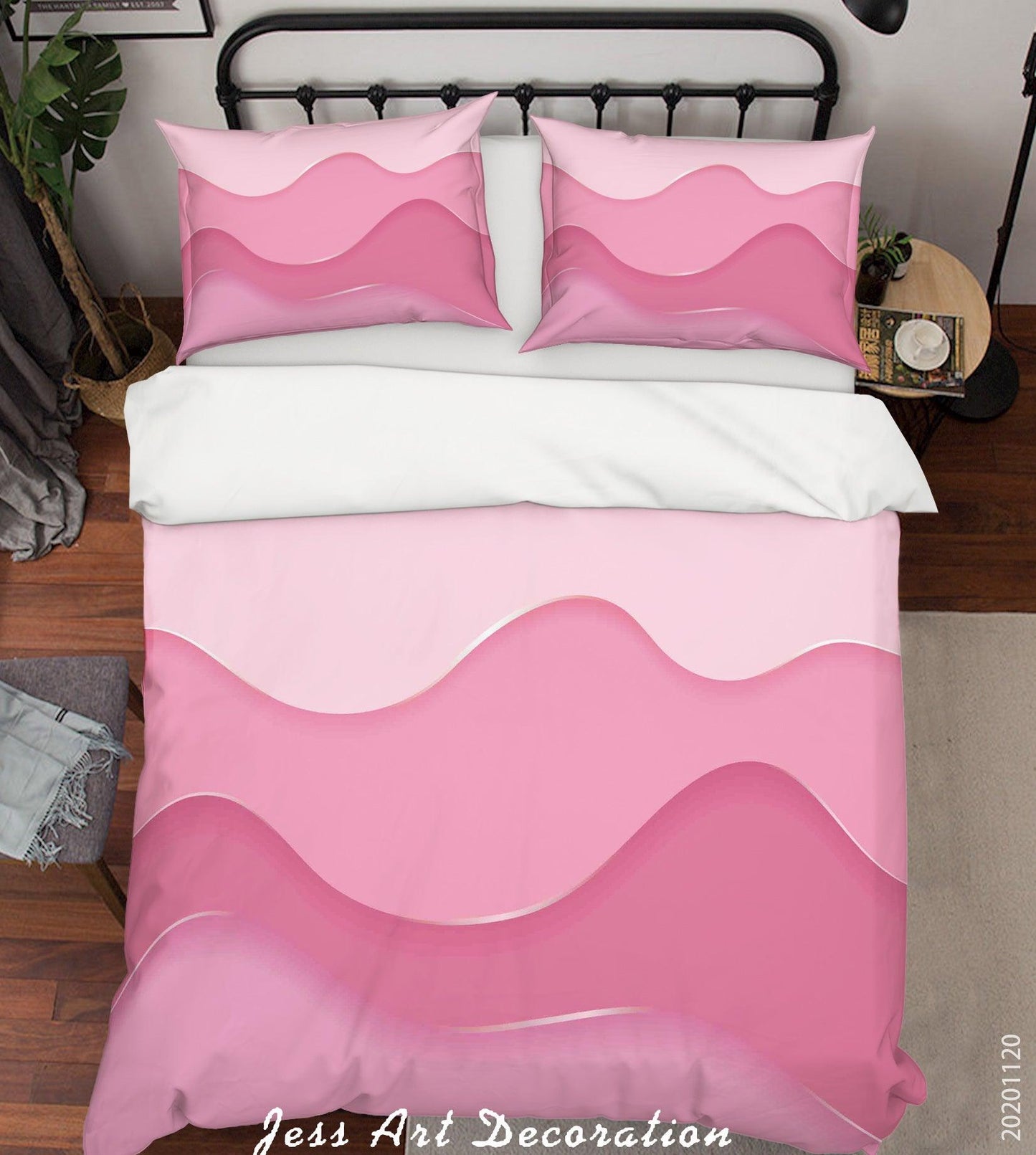 3D Abstract Pink Quilt Cover Set Bedding Set Duvet Cover Pillowcases LXL