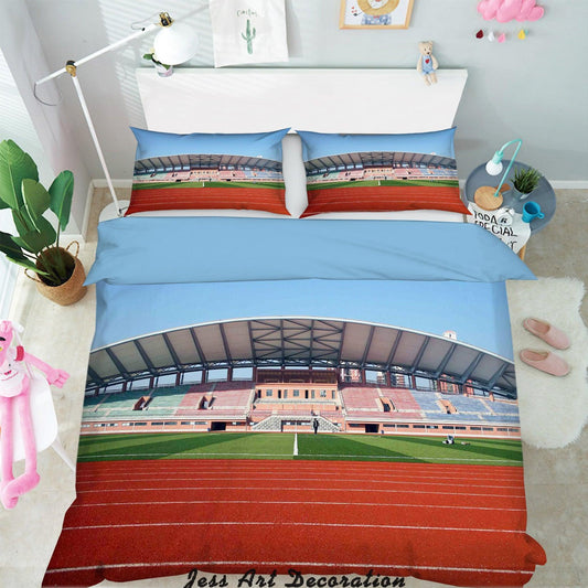 3D Blue Sky Green Football Field Quilt Cover Set Bedding Set Pillowcases  108
