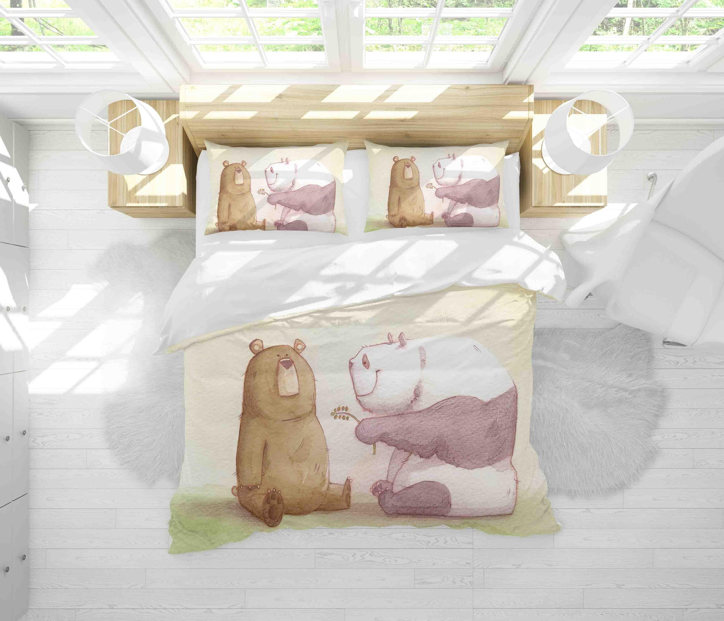 3D Bear Panda Cartoon Quilt Cover Set Bedding Set Duvet Cover Pillowcases SF028