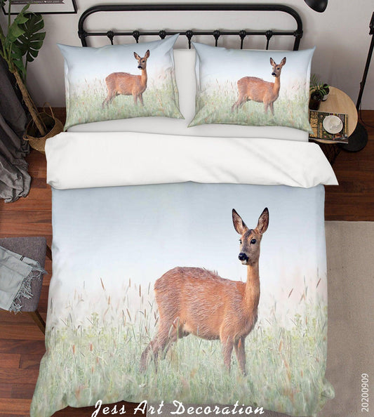 3D Animal Deer Quilt Cover Set Bedding Set Duvet Cover Pillowcases WJ 6010