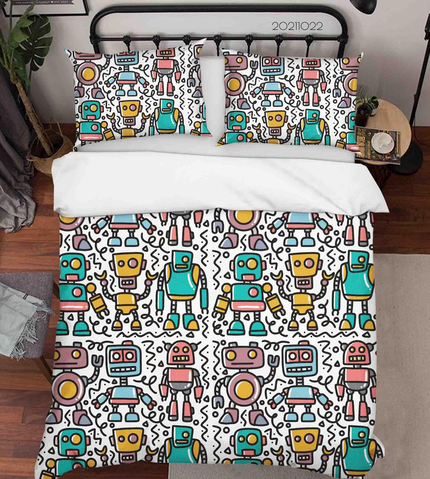 3D Abstract Robot Graffiti Quilt Cover Set Bedding Set Duvet Cover Pillowcases 75