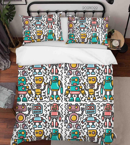 3D Abstract Robot Graffiti Quilt Cover Set Bedding Set Duvet Cover Pillowcases 75