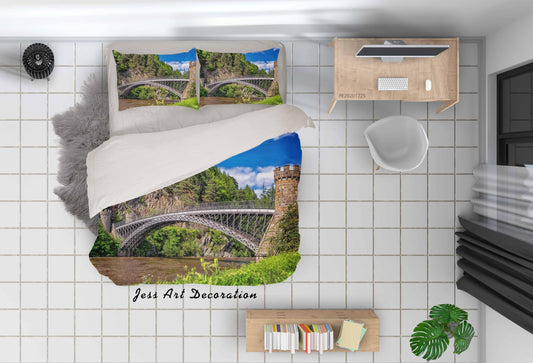 3D Bridge Sky Mountain Landscape Quilt Cover Set Bedding Set Duvet Cover Pillowcases 26