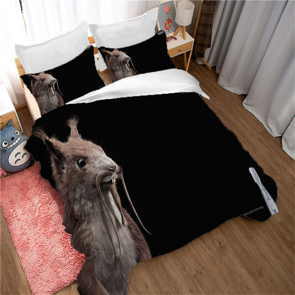 3D Animal Rabbit Black Quilt Cover Set Bedding Set Duvet Cover Pillowcases 1179
