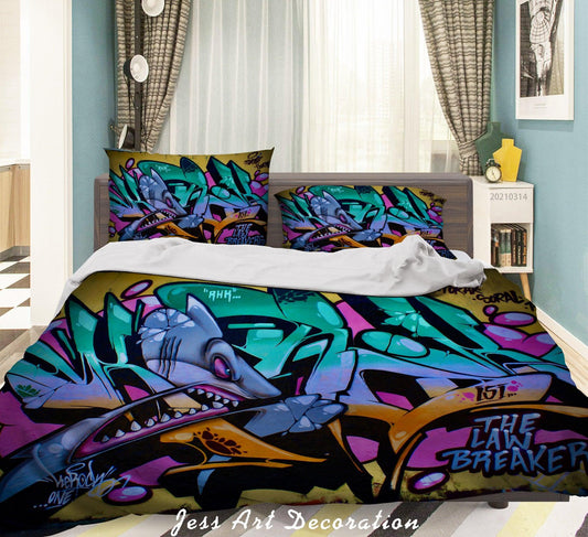 3D Abstract Street Graffiti Artist Works Quilt Cover Set Bedding Set Duvet Cover Pillowcases 128
