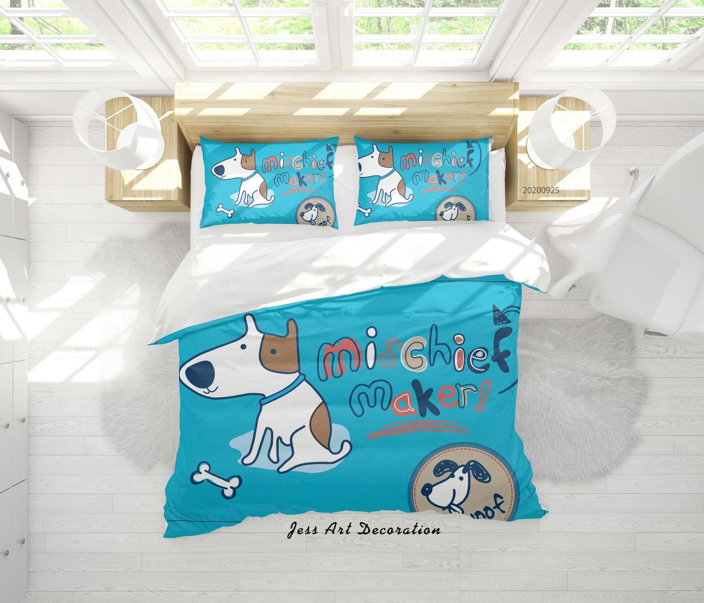 3D Cartoon Animal Dog Pattern Quilt Cover Set Bedding Set Duvet Cover Pillowcases WJ 6498
