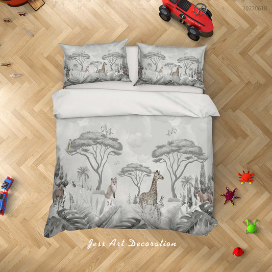3D Animal Tree Giraffe Wolf Lamb Monkey Quilt Cover Set Bedding Set Duvet Cover Pillowcase 631
