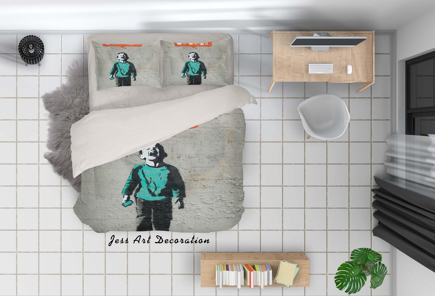 3D Banksy Cry Boy Colorized Quilt Cover Set Bedding Set Duvet Cover Pillowcases  ZY D76