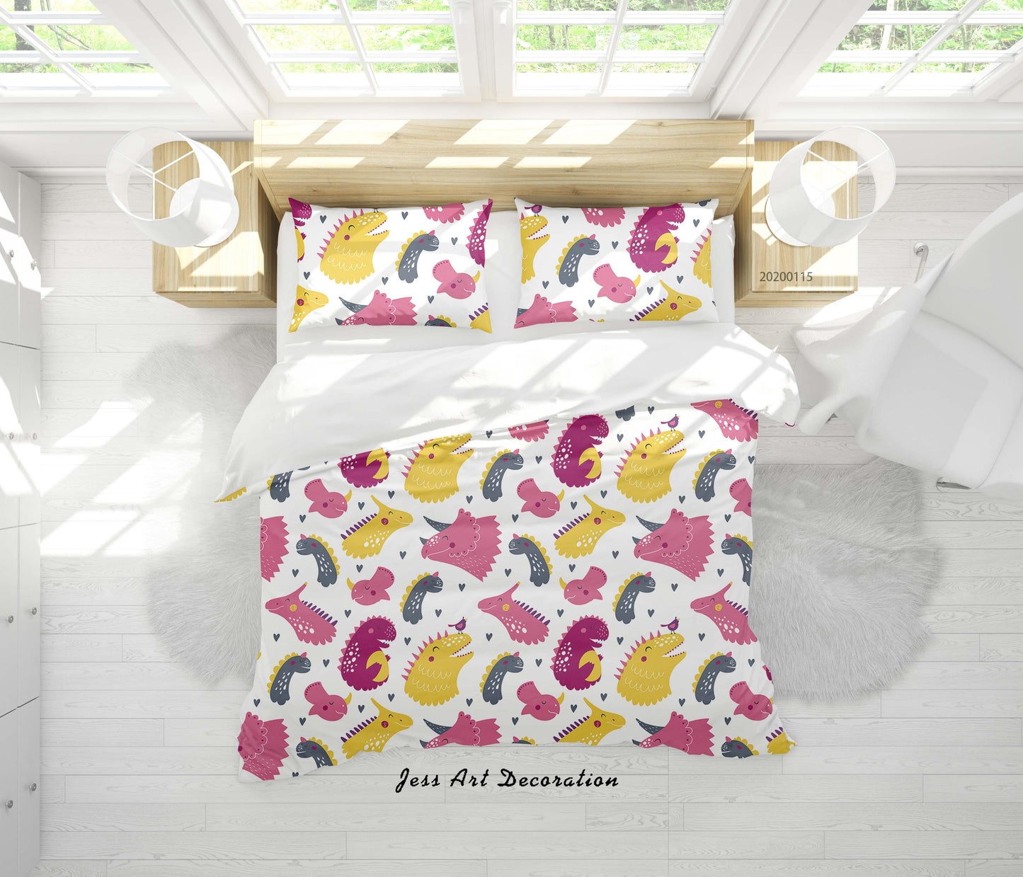 3D Cartoon Animal Dinasours Pattern Quilt Cover Set Bedding Set Duvet Cover Pillowcases WJ 9610