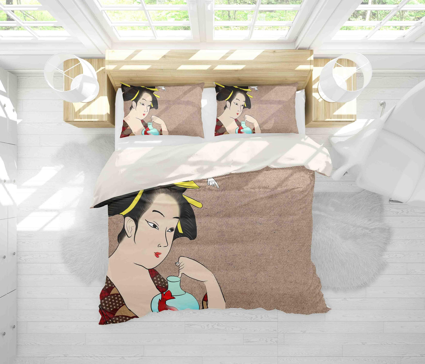 3D Abstract Japanese Beauty Quilt Cover Set Bedding Set Pillowcases 10