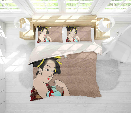 3D Abstract Japanese Beauty Quilt Cover Set Bedding Set Pillowcases 10