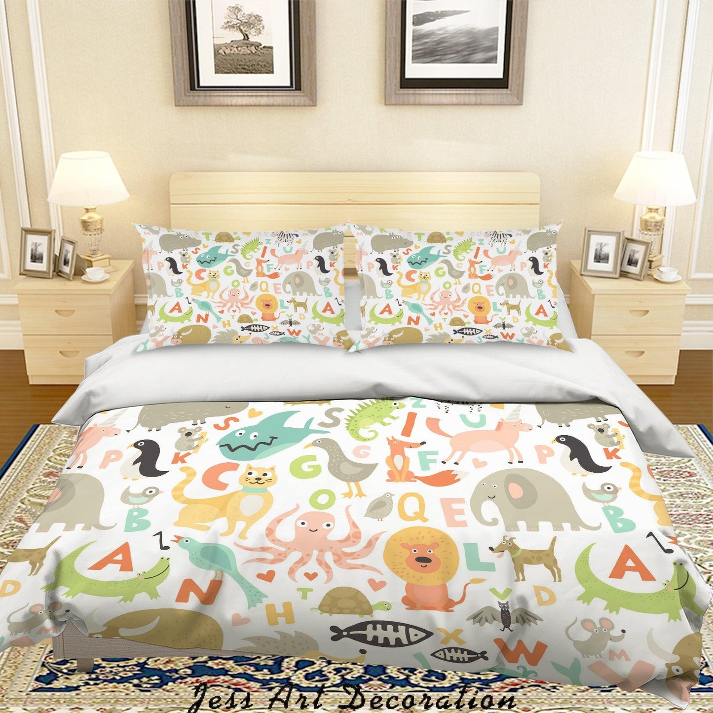 3D Cartoon Animal Quilt Cover Set Bedding Set Pillowcases 1