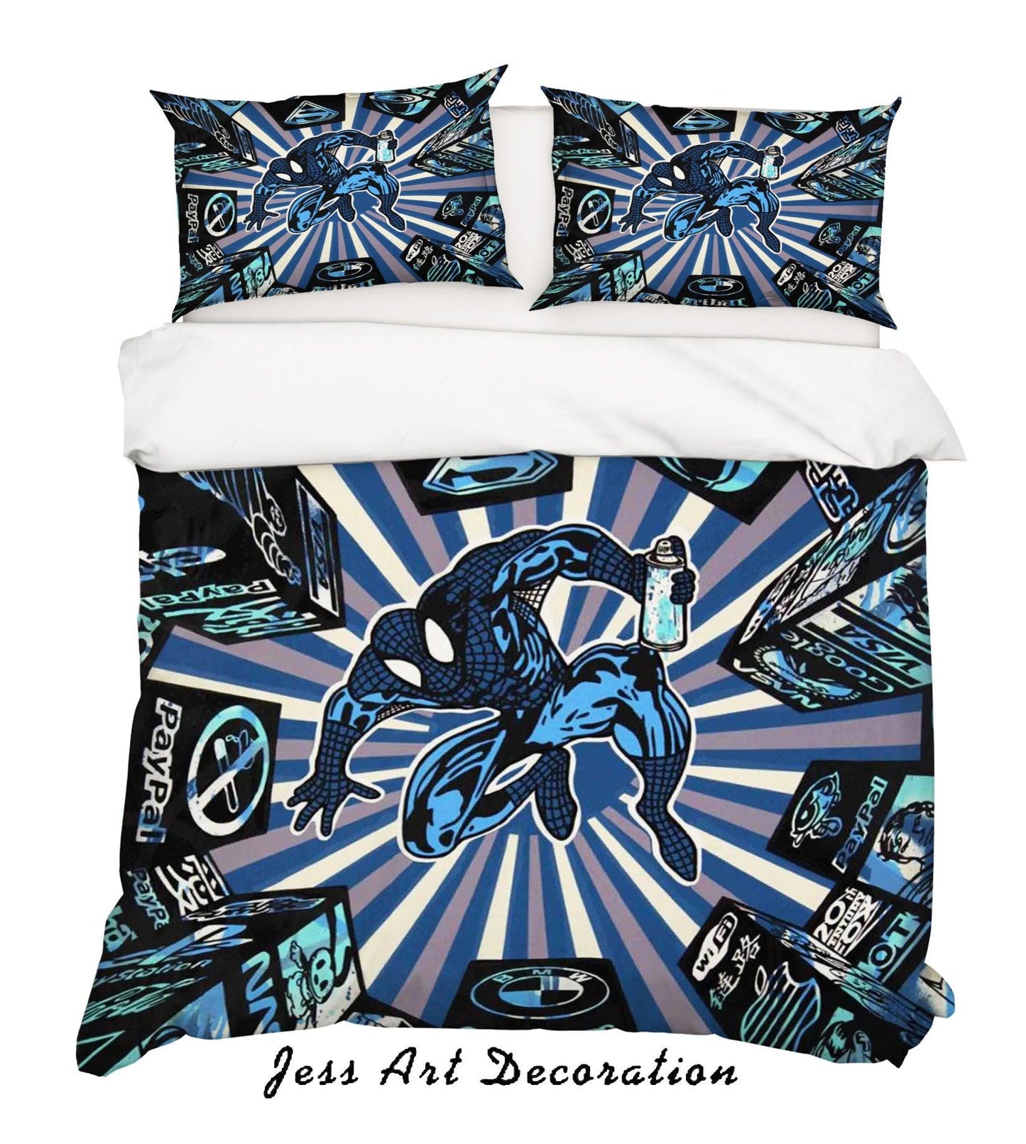 3D Cartoon Abstract Colorful Super Hero Quilt Cover Set Bedding Set Duvet Cover Pillowcases LXL