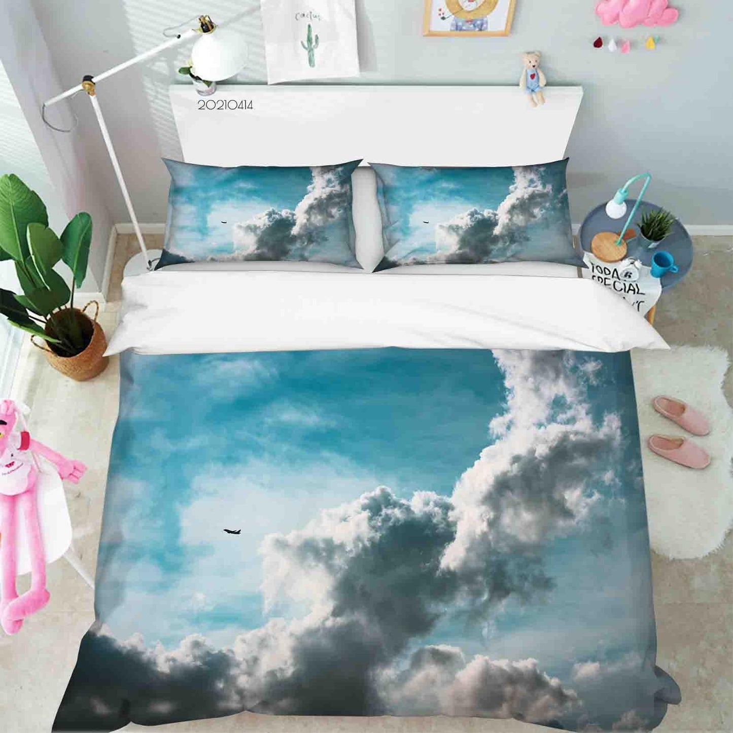 3D Blue Sky White Cloud Quilt Cover Set Bedding Set Duvet Cover Pillowcases 77 LQH