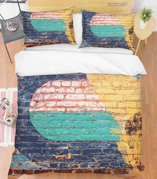 3D Abstract Colored Street Graffiti Quilt Cover Set Bedding Set Duvet Cover Pillowcases 147