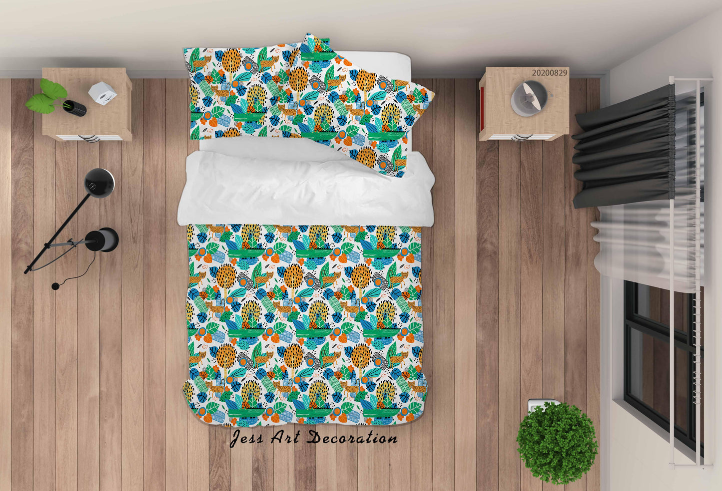3D Abstract Hand Draw Cartoon Nature Plant Pattern Quilt Cover Set Bedding Set Duvet Cover Pillowcases WJ 3513