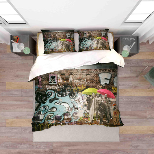 3D Abstract Street Color Graffiti Quilt Cover Set Bedding Set Duvet Cover Pillowcases 95
