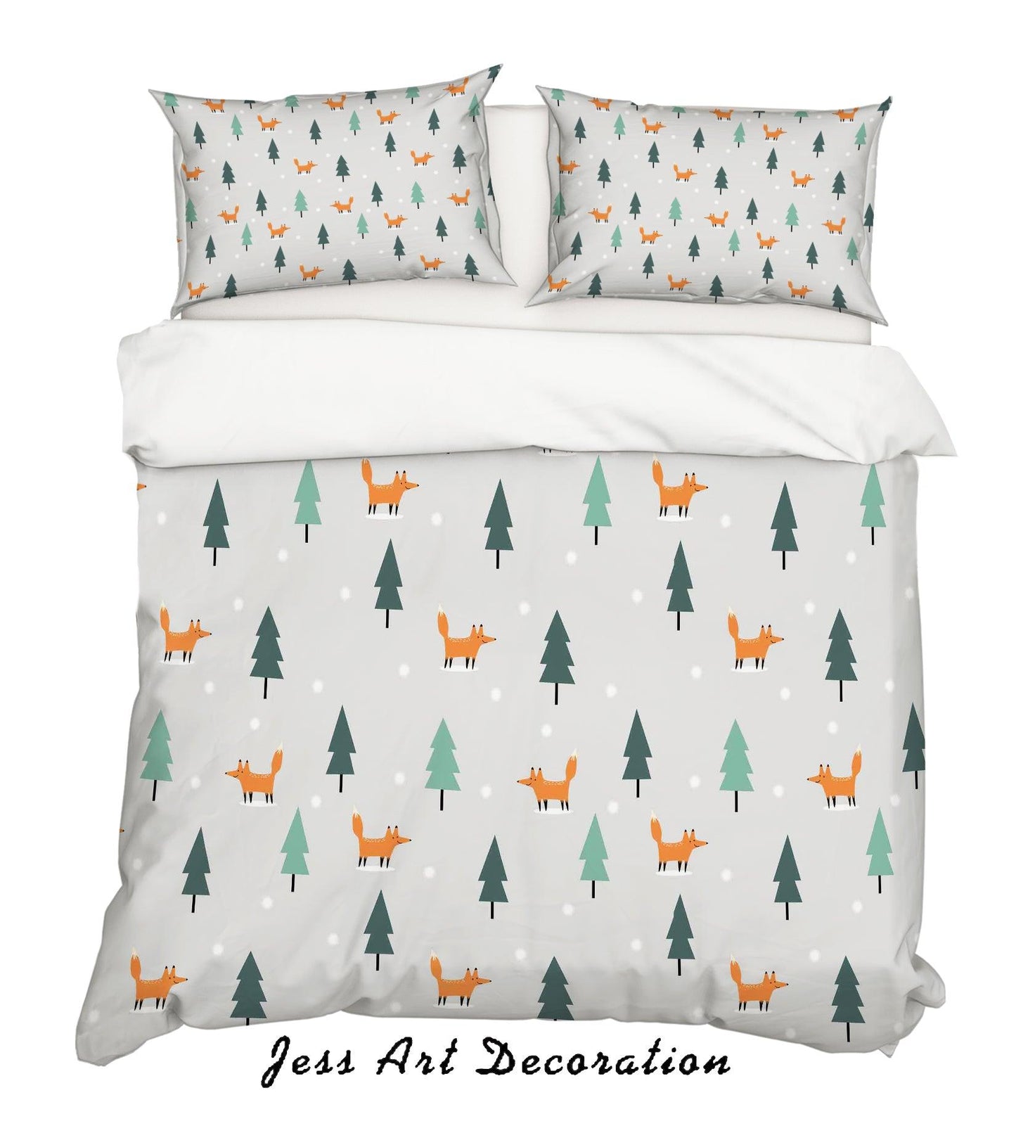 3D Cartoon Pine Fox Quilt Cover Set Bedding Set Pillowcases 17