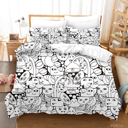 3D Abstract Monster Graffiti Quilt Cover Set Bedding Set Duvet Cover Pillowcases 11