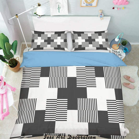 3D Black White Geometry Pattern Quilt Cover Set Bedding Set Pillowcases 279