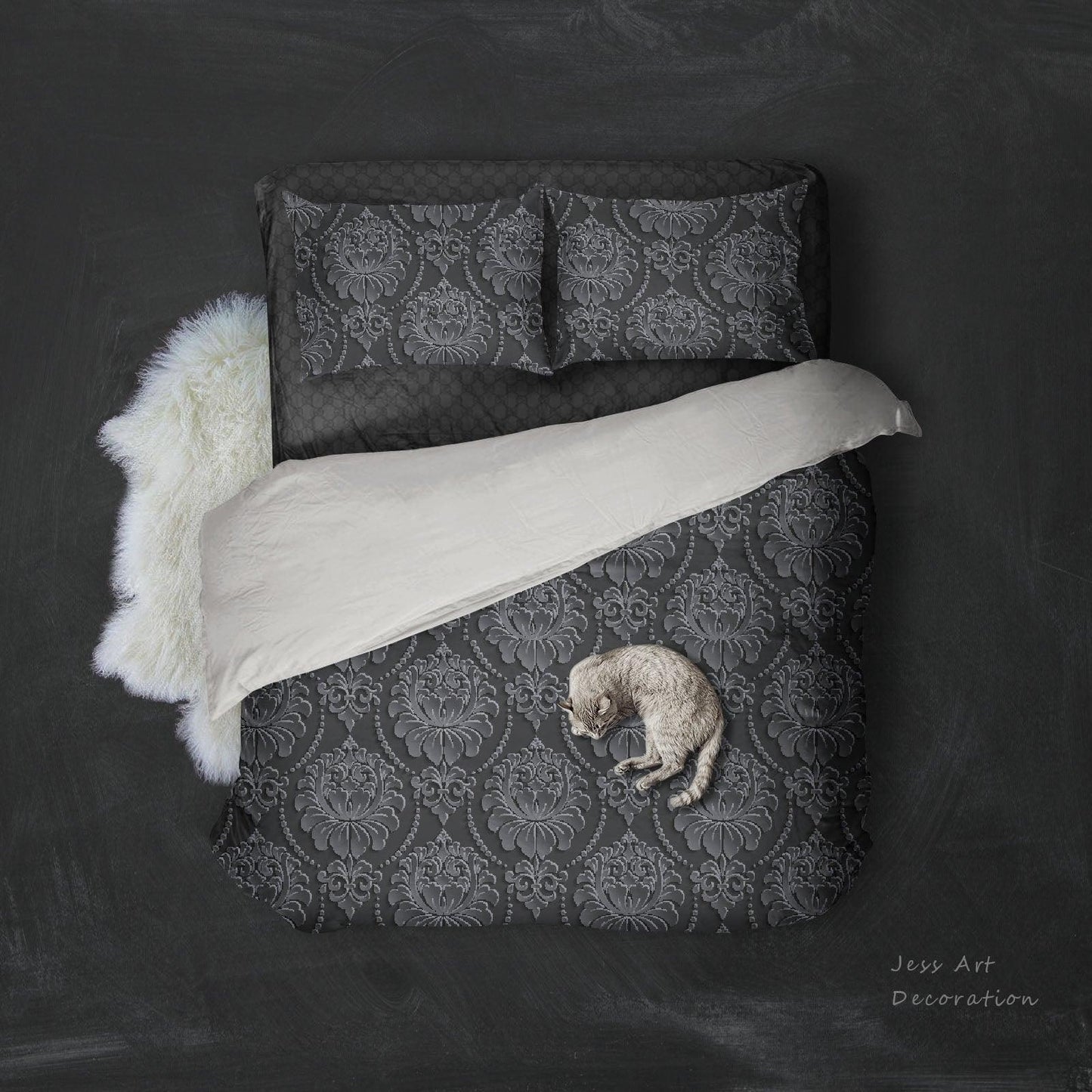 3D Black Decorative Pattern Quilt Cover Set Bedding Set Pillowcases  96