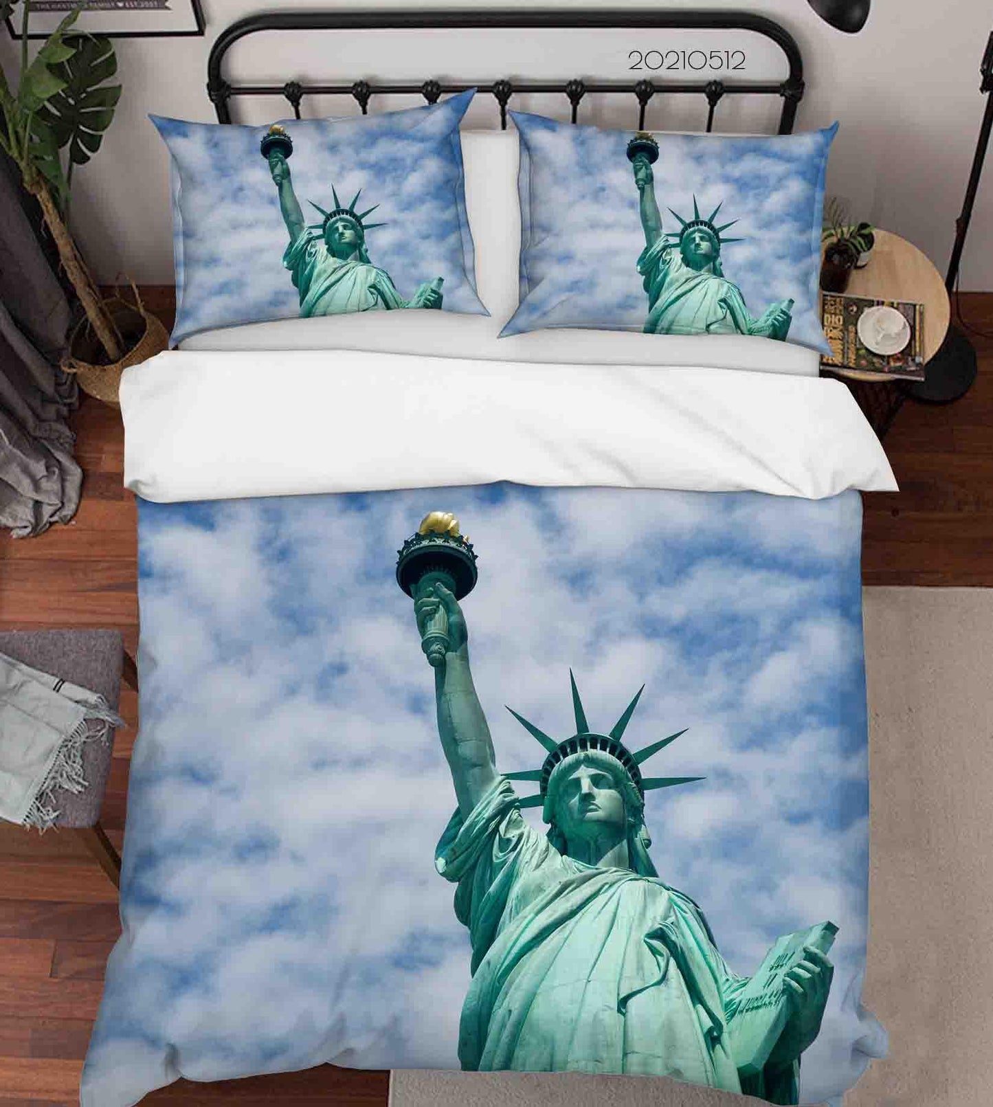 3D Blue Sky Cloud Statue of Liberty Quilt Cover Set Bedding Set Duvet Cover Pillowcases 240