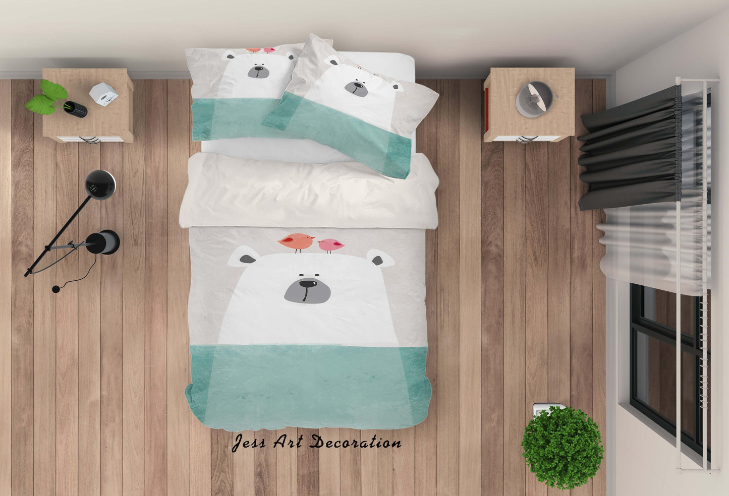 3D Cartoon Bear Bird Quilt Cover Set Bedding Set Pillowcases 37