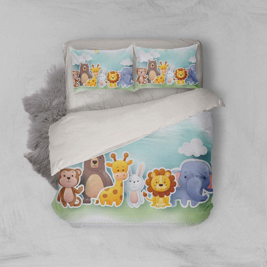 3D Cartoon Giraffe Bunny Animal Quilt Cover Set Bedding Set Duvet Cover Pillowcases LXL