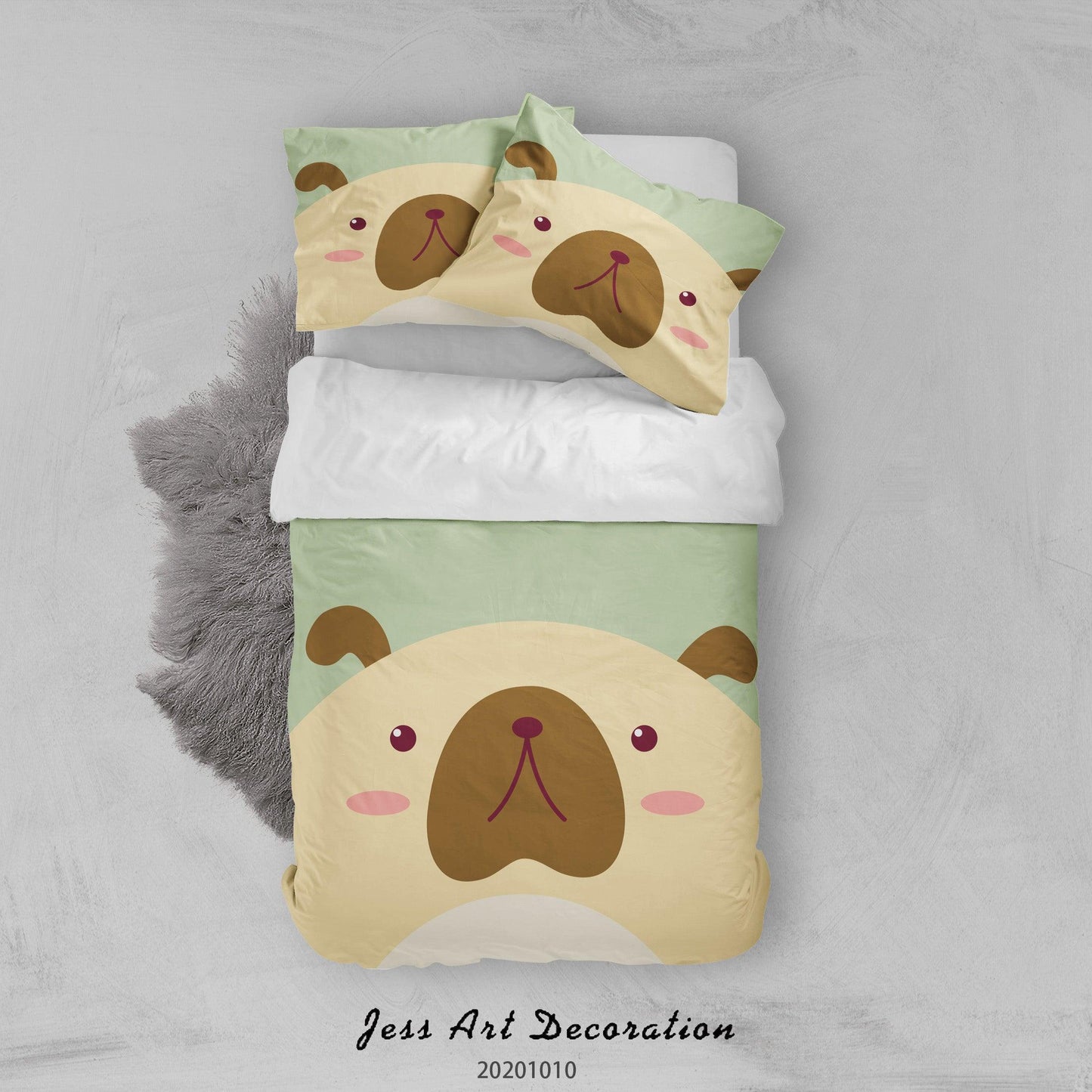 3D Cartoon Cute Animal Dog Quilt Cover Set Bedding Set Duvet Cover Pillowcases WJ 9547