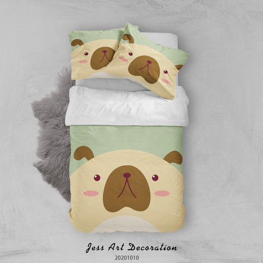3D Cartoon Cute Animal Dog Quilt Cover Set Bedding Set Duvet Cover Pillowcases WJ 9547
