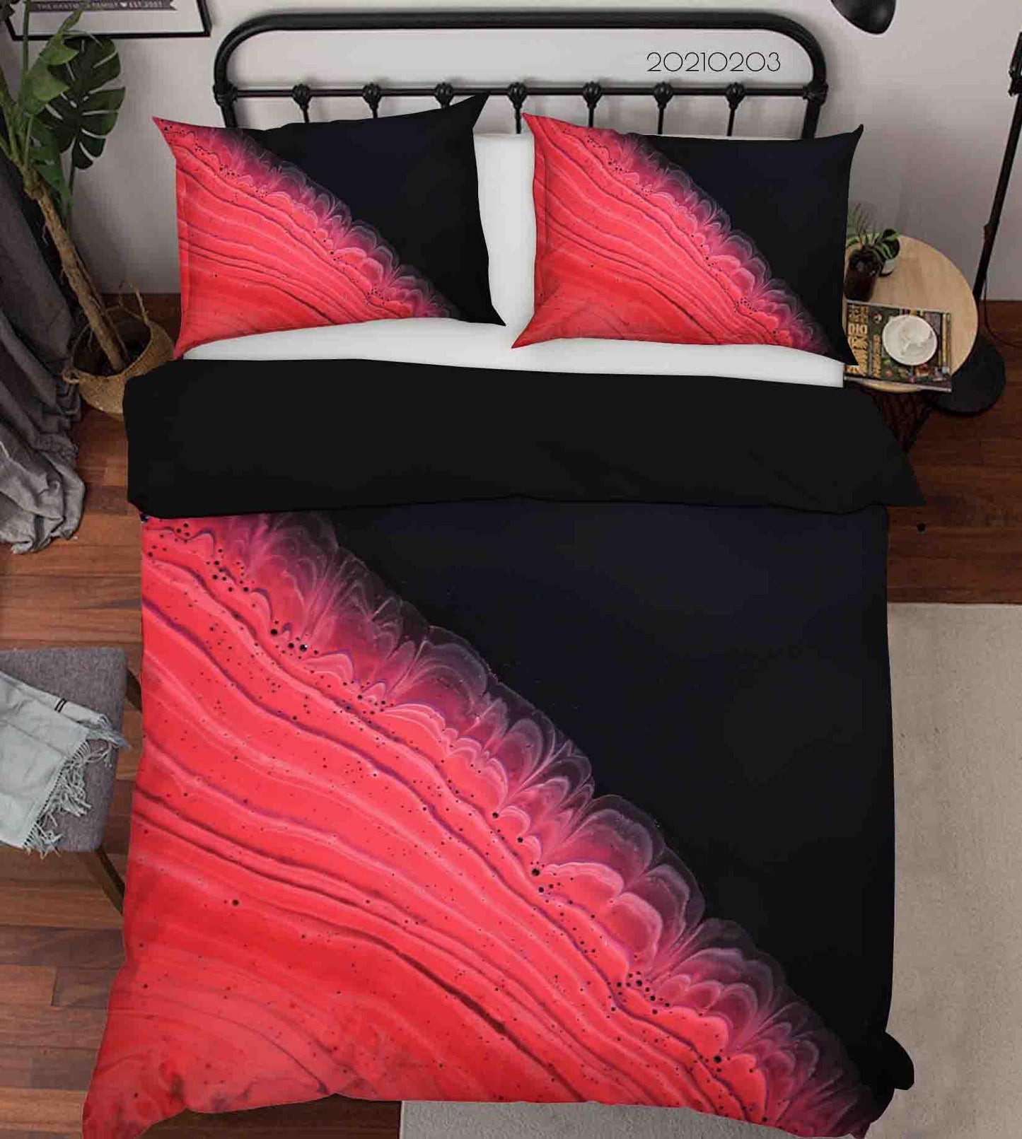 3D Abstract Red Black Marble Quilt Cover Set Bedding Set Duvet Cover Pillowcases 69