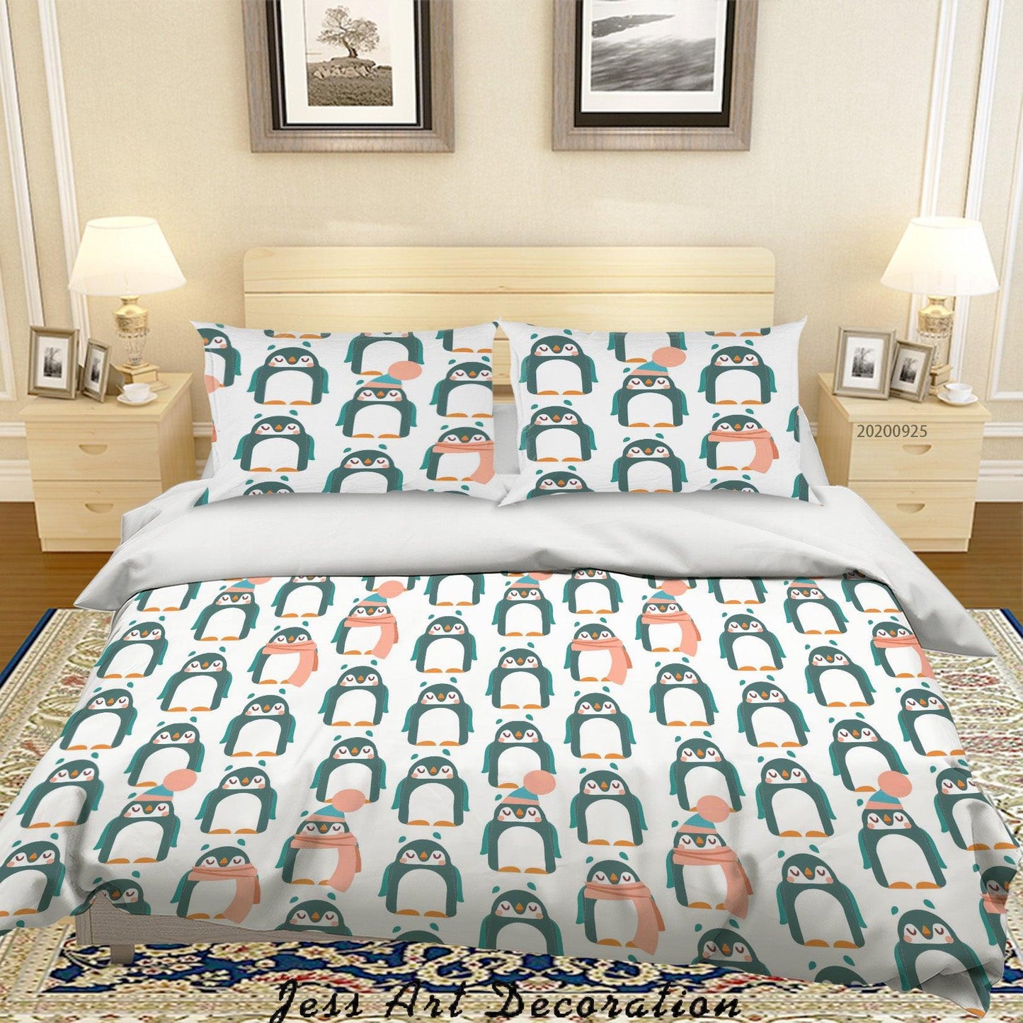 3D Cartoon Animal Penguin Pattern Quilt Cover Set Bedding Set Duvet Cover Pillowcases WJ 6411