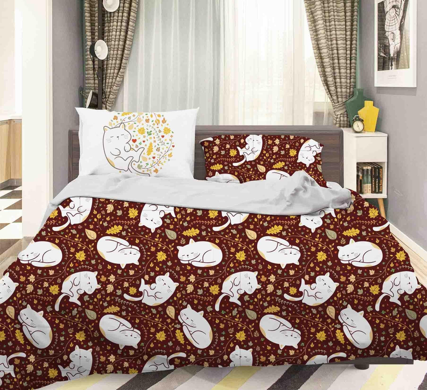 3D Cartoon Cat Animal Quilt Cover Set Bedding Set Duvet Cover Pillowcases LXL