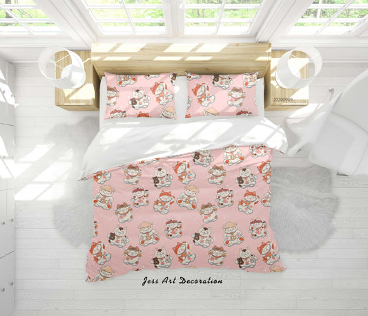 3D Cartoon Cat Pattern Quilt Cover Set Bedding Set Duvet Cover Pillowcases WJ 6087