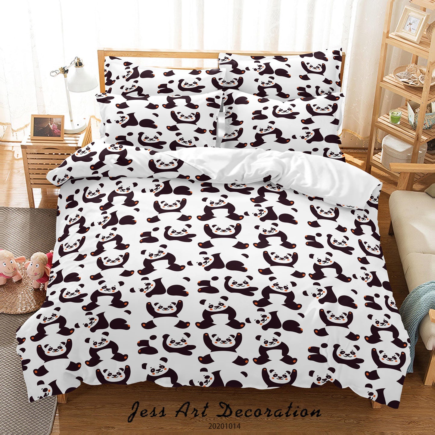 3D Cartoon Panda Pattern Quilt Cover Set Bedding Set Duvet Cover Pillowcases WJ 9691